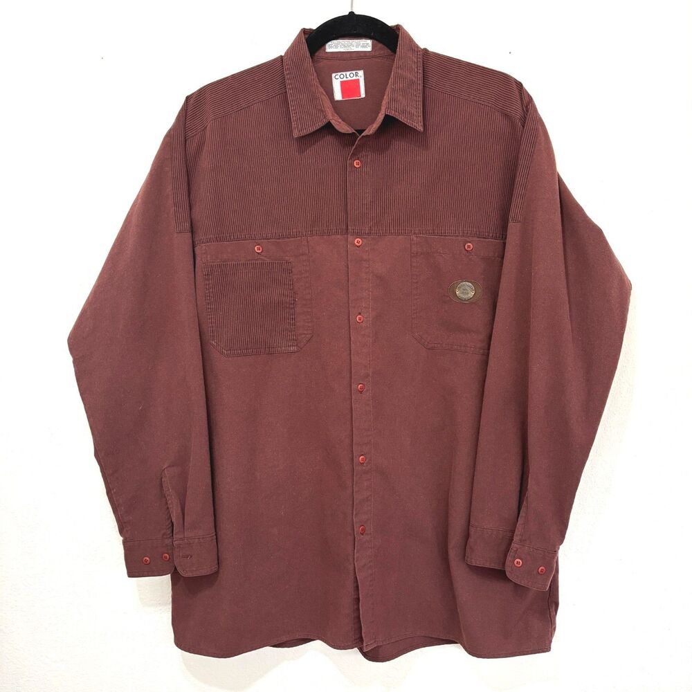 Sacco Color Works Mens Button Up 2XL Vintage 80s Preppy Casual Academia
